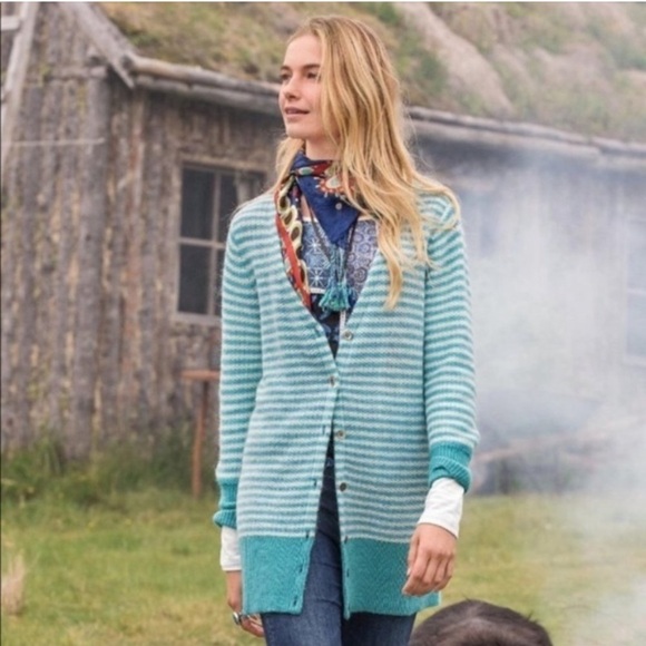 Sundance Lambs Wool Mohair Striped Long Cardigan - Picture 1 of 8